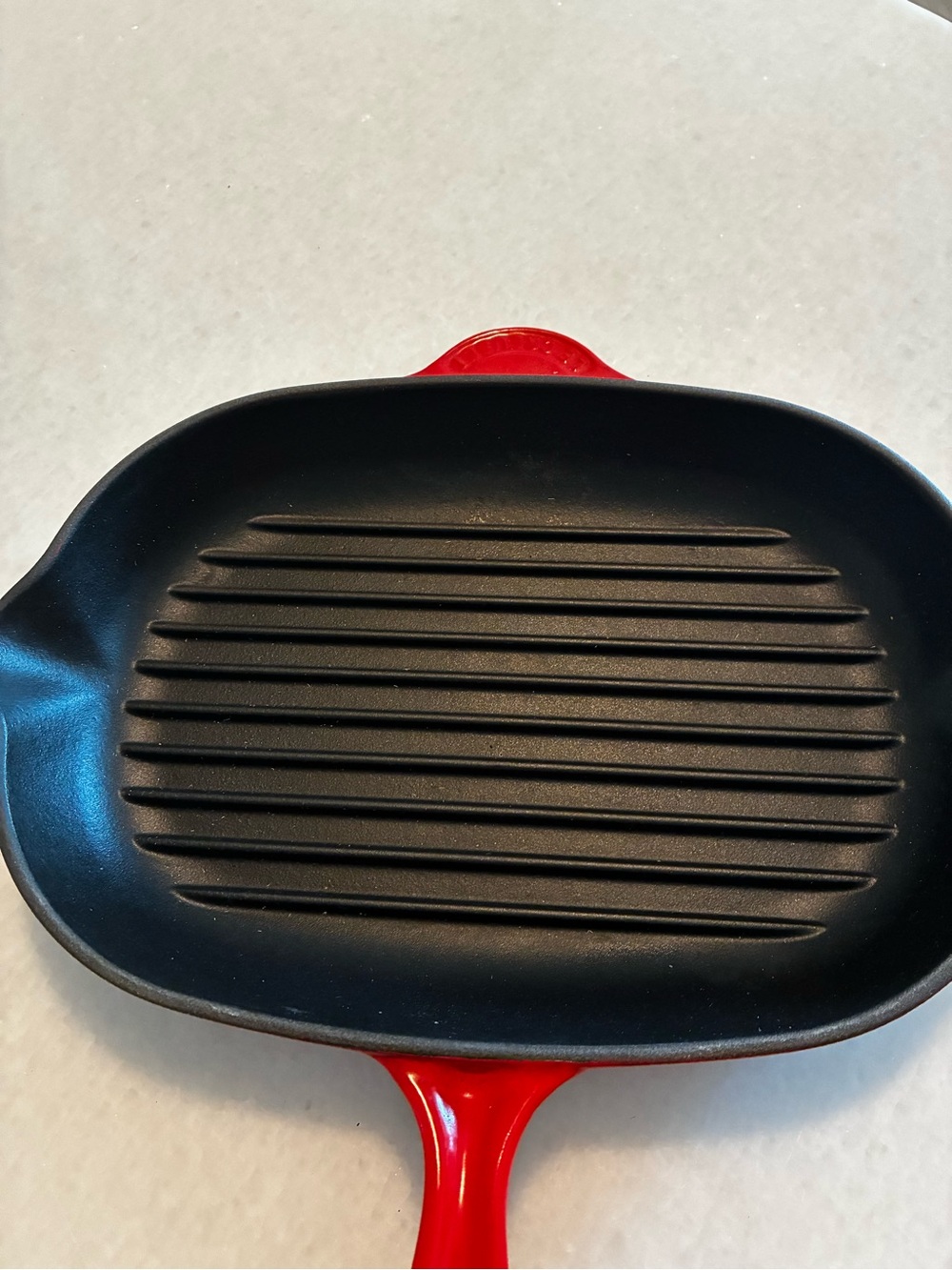 Le Creuset Flame Cast Iron Grill Pan with Ribbed Interior